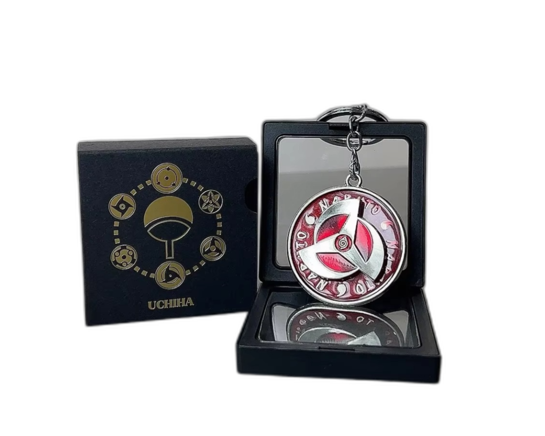 Naruto & Sasuke Rotating Metal Keychain Pendant – Official Gift Box Edition