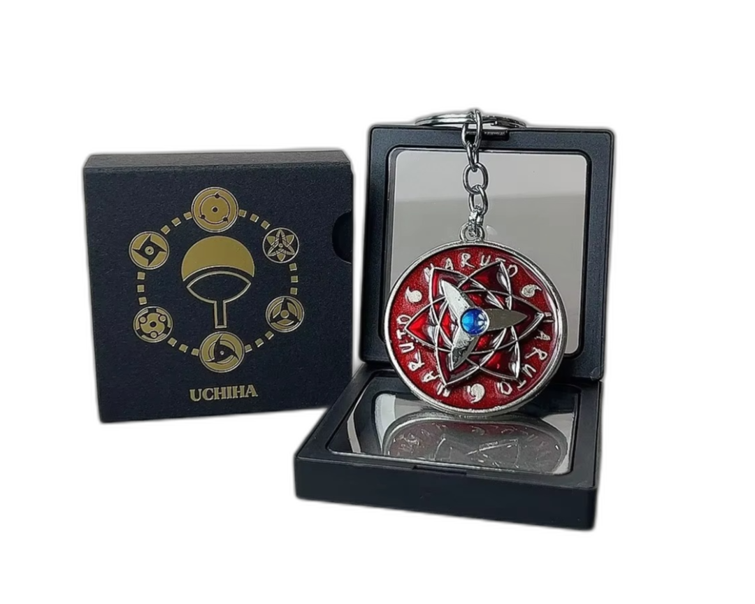 Naruto & Sasuke Rotating Metal Keychain Pendant – Official Gift Box Edition