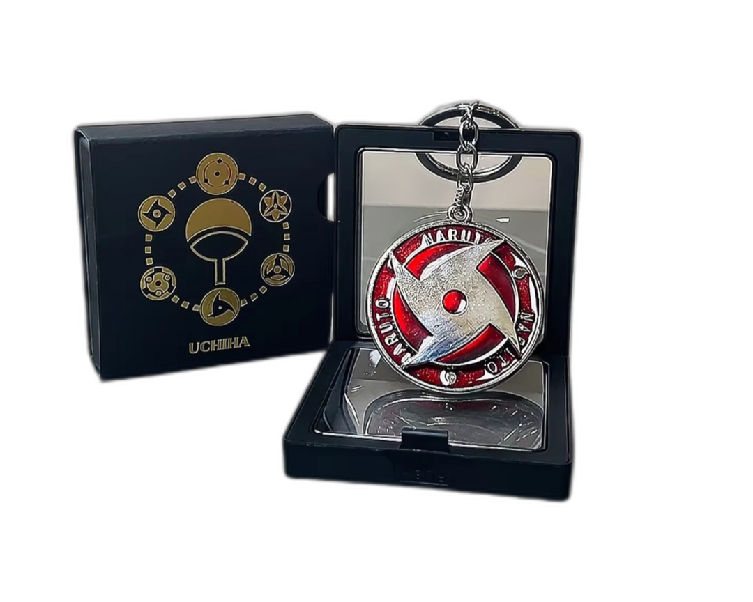 Naruto & Sasuke Rotating Metal Keychain Pendant – Official Gift Box Edition