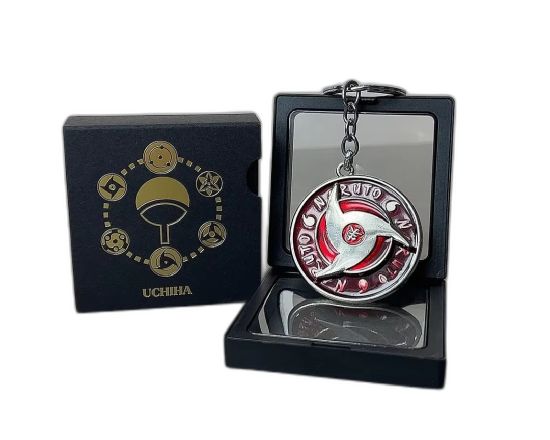 Naruto & Sasuke Rotating Metal Keychain Pendant – Official Gift Box Edition
