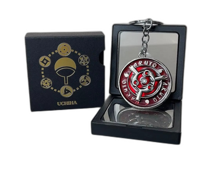 Naruto & Sasuke Rotating Metal Keychain Pendant – Official Gift Box Edition